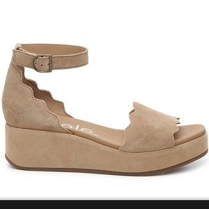 NICOLE - Taupe Suede Wedges
